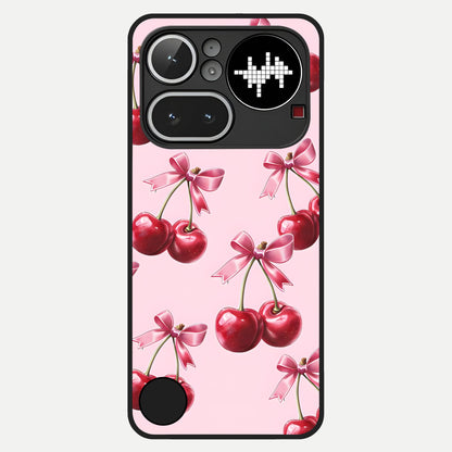 Red Cherries Pattern Glass Case For Nothing Phone 4A Pro back cover – full design glossy printed glass finish