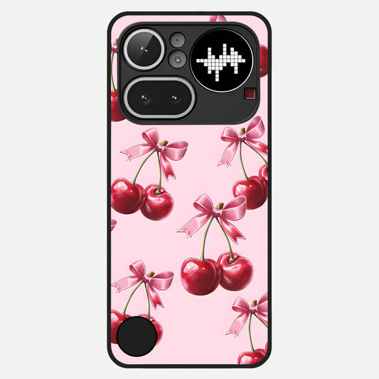  Red Cherries Pattern Glass Case For Nothing Phone 4A Pro back cover – full design glossy printed glass finish