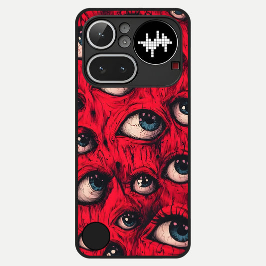  Red Eyes Pattern Glass Case For Nothing Phone 4A Pro back cover – full design glossy printed glass finish