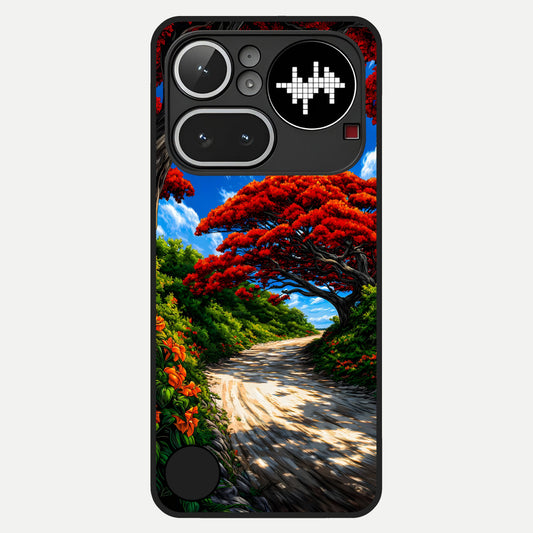  Red Trees Pathway Glass Case For Nothing Phone 4A Pro back cover – full design glossy printed glass finish