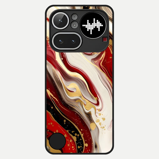 Red And White Marble Glass Case For Nothing Phone 4A Pro back cover – full design glossy printed glass finish