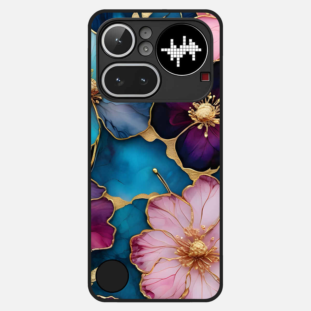  Sparkle Floral Glass Case For Nothing Phone 4A Pro back cover – full design glossy printed glass finish