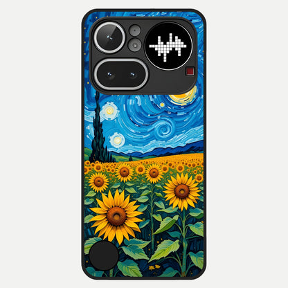  Starry Sunflower Dreams Glass Case For Nothing Phone 4A Pro back cover – full design glossy printed glass finish