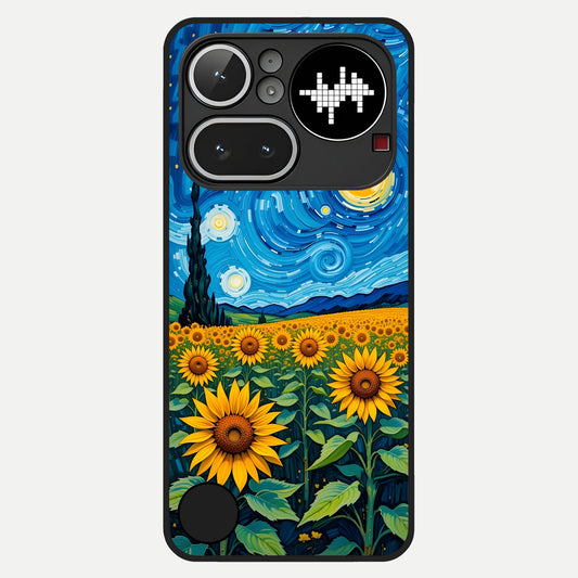  Starry Sunflower Dreams Glass Case For Nothing Phone 4A Pro back cover – full design glossy printed glass finish