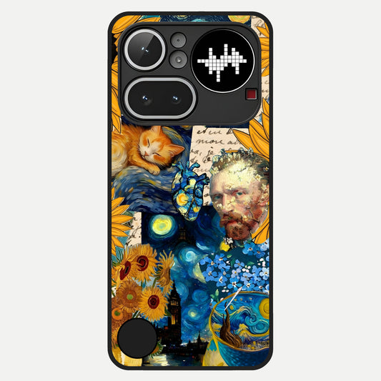  Sunflower Chic Mood Custom Name Glass Case For Nothing Phone 4A Pro back cover – full design glossy printed glass finish