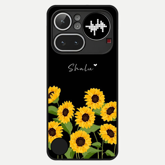  Sunflower Sky Bloom Glass Case For Nothing Phone 4A Pro back cover – full design glossy printed glass finish
