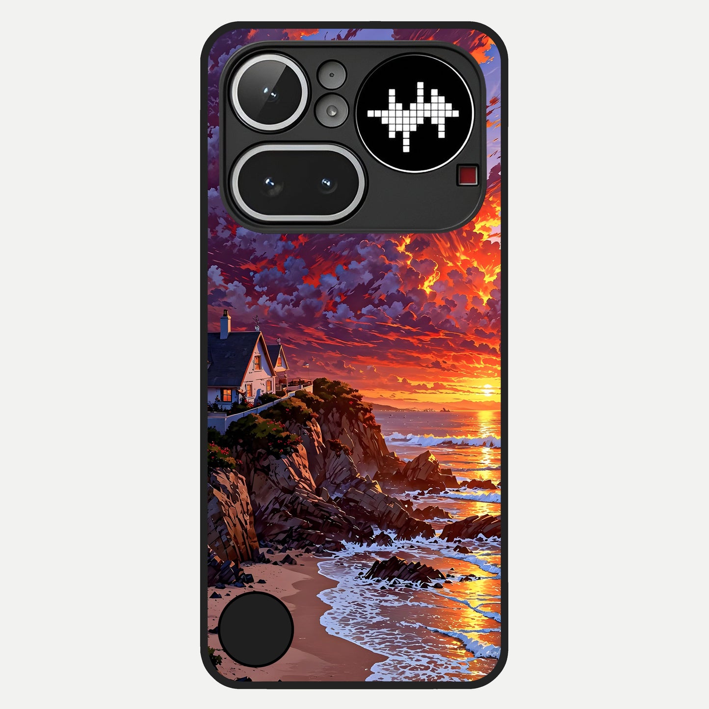  Sunset House By Sea Glass Case For Nothing Phone 4A Pro back cover – full design glossy printed glass finish