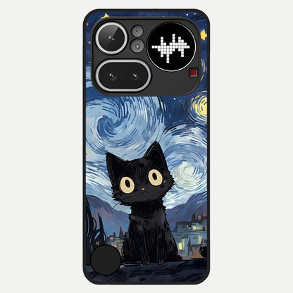  Van Gogh Cat Glass Case For Nothing Phone 4A Pro back cover – full design glossy printed glass finish