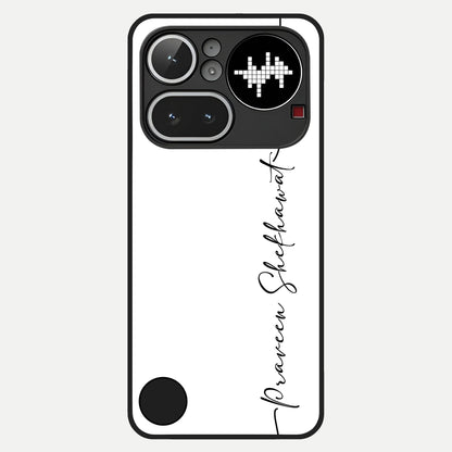  White Tune Custom Name Glass Case For Nothing Phone 4A Pro back cover – personalized glossy printed glass finish