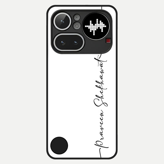  White Tune Custom Name Glass Case For Nothing Phone 4A Pro back cover – personalized glossy printed glass finish