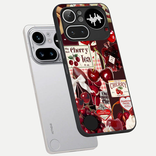  Aesthetic Cherry Tea phone case For Nothing Phone 4A Pro showing premium glass back cover with detailed artwork