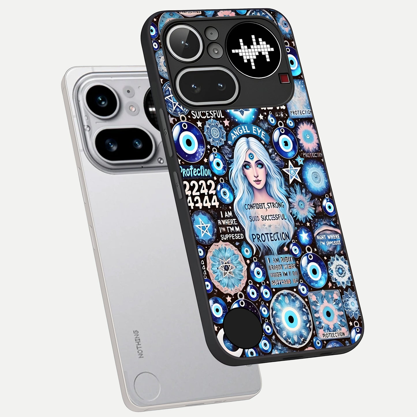  Angel Aura Shield phone case For Nothing Phone 4A Pro showing premium glass back cover with detailed artwork