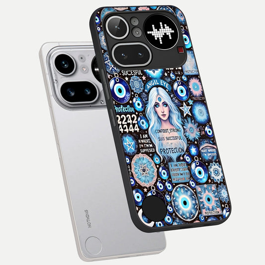  Angel Aura Shield phone case For Nothing Phone 4A Pro showing premium glass back cover with detailed artwork