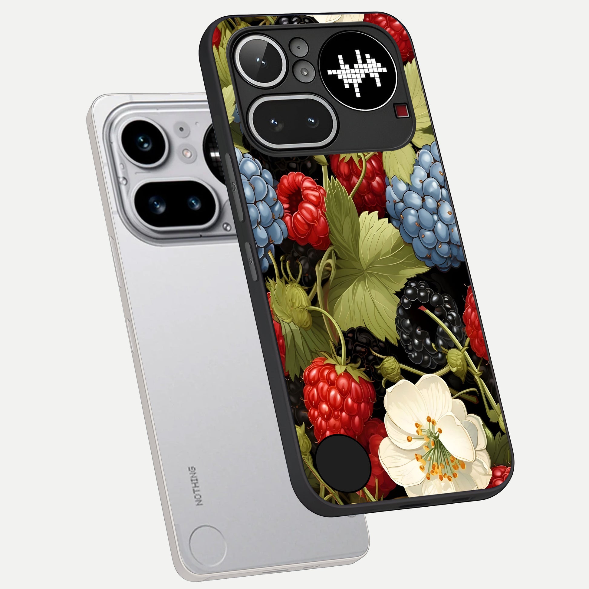  Berry Bloom Charm phone case For Nothing Phone 4A Pro showing premium glass back cover with detailed artwork