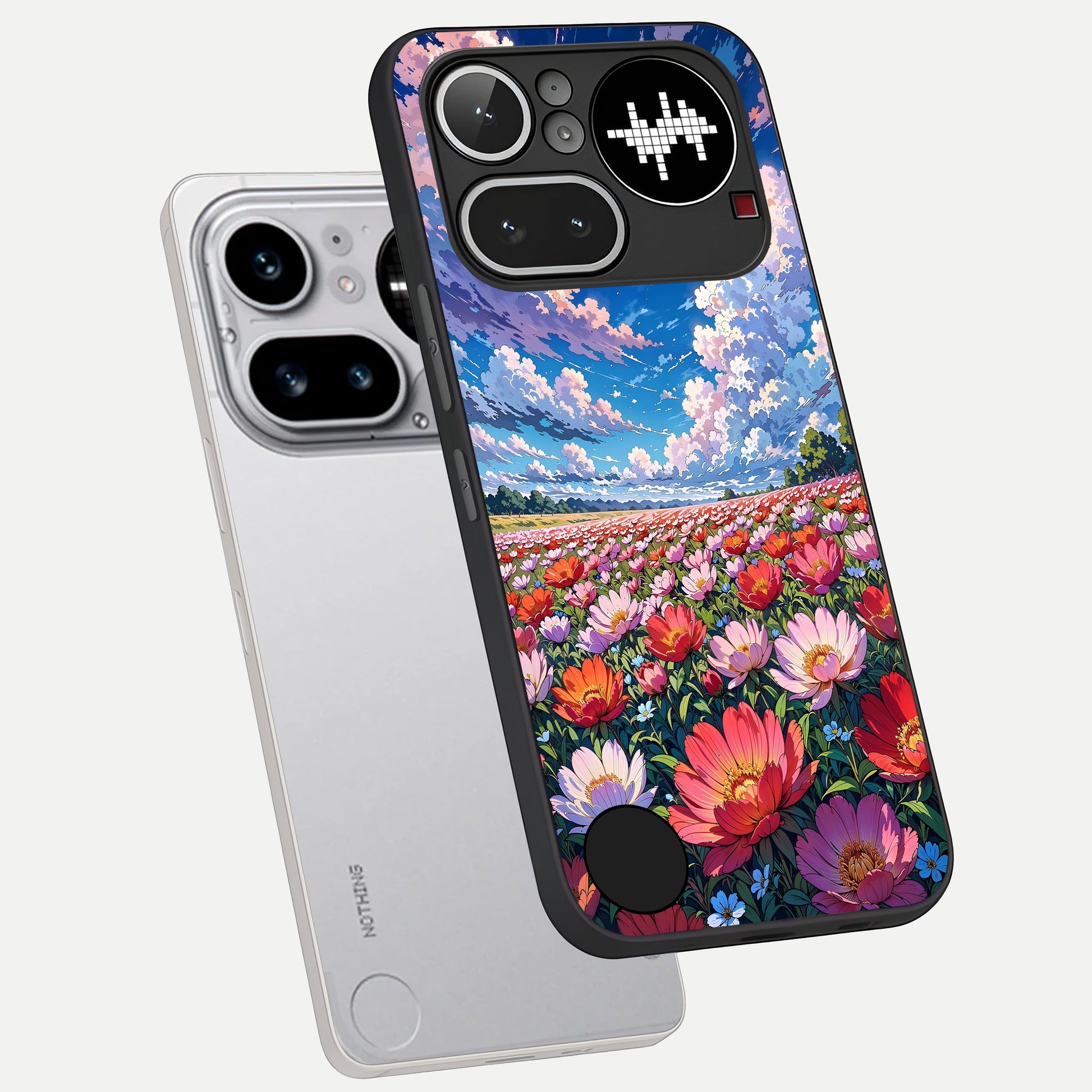 Blossom Sky Field phone case For Nothing Phone 4A Pro showing premium glass back cover with detailed artwork
