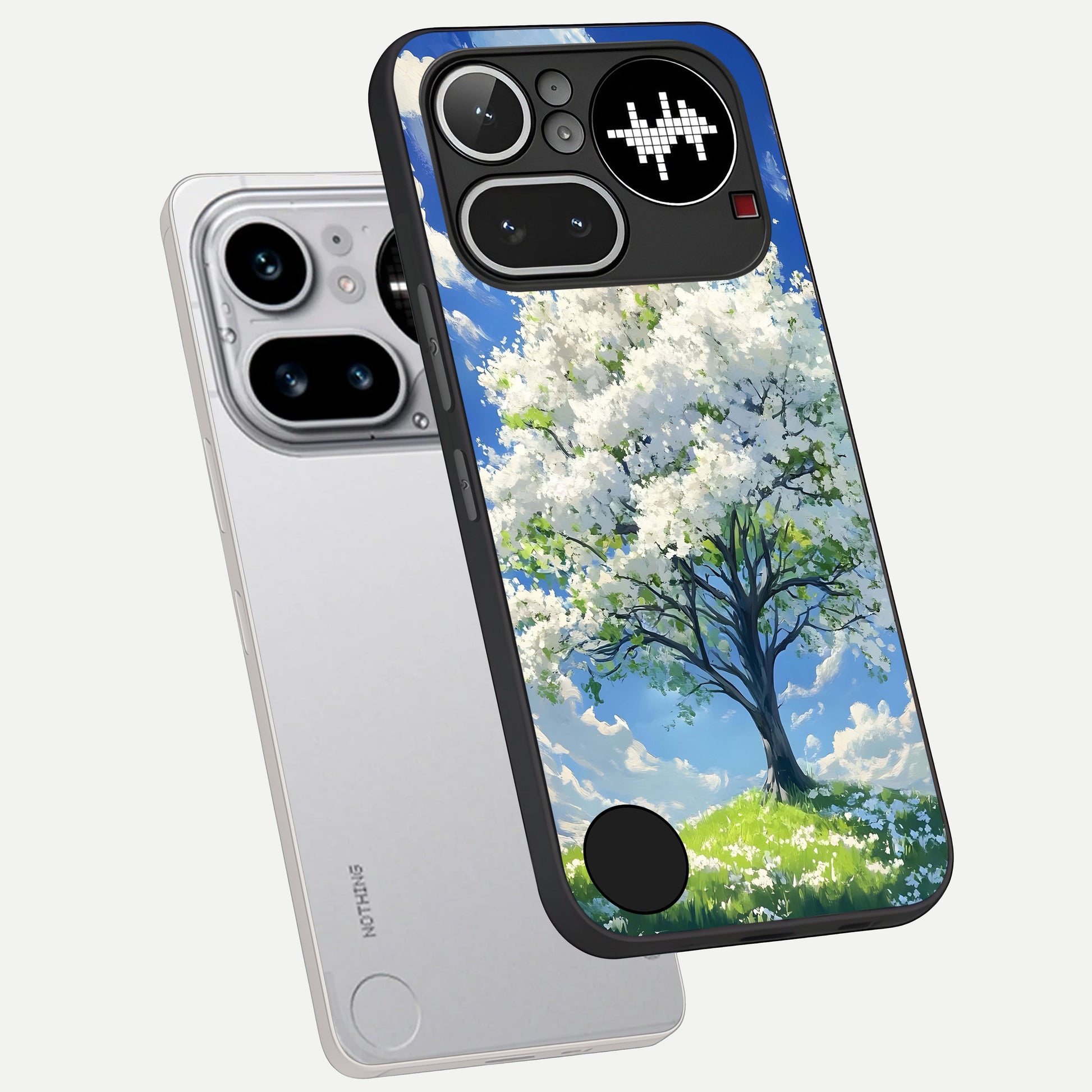  Blossom Sky Serenity phone case For Nothing Phone 4A Pro showing premium glass back cover with detailed artwork