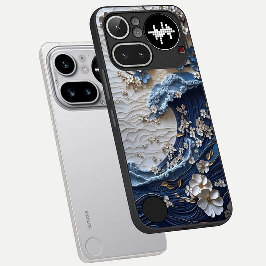 Blossom Wave Art phone case For Nothing Phone 4A Pro showing premium glass back cover with detailed artwork