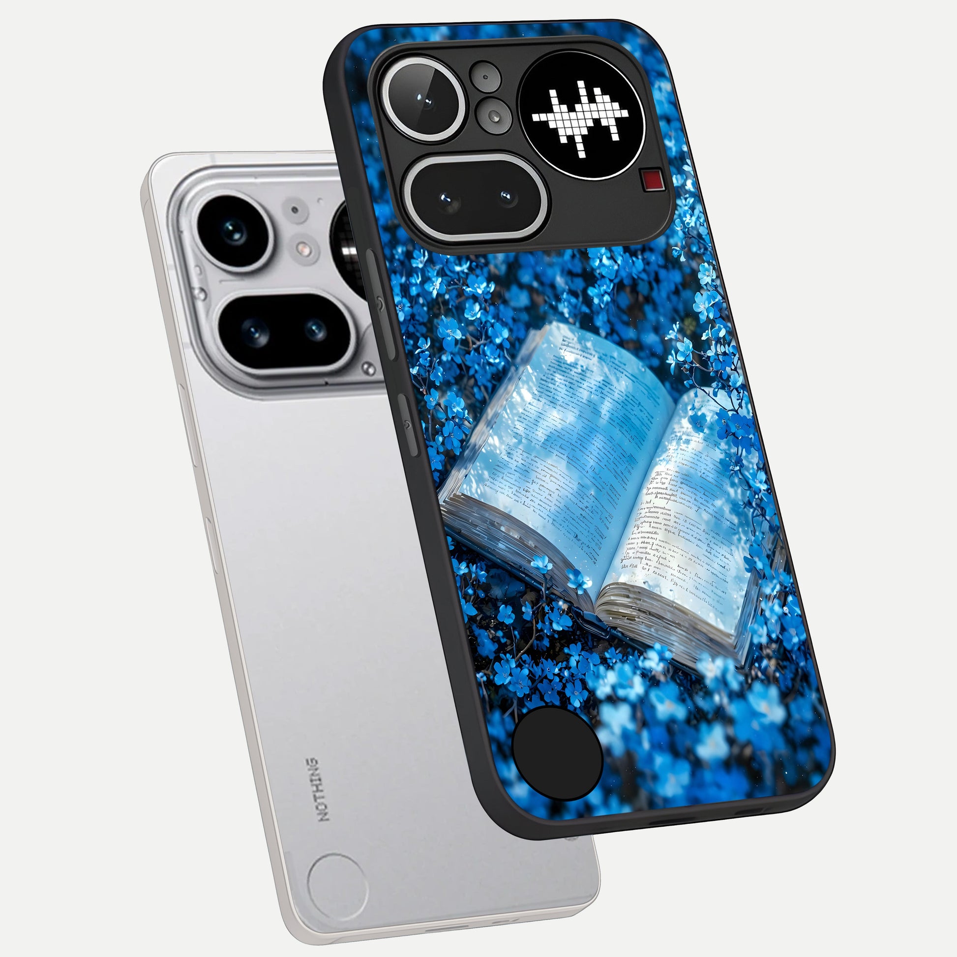  Blue Bloom Tales phone case For Nothing Phone 4A Pro showing premium glass back cover with detailed artwork