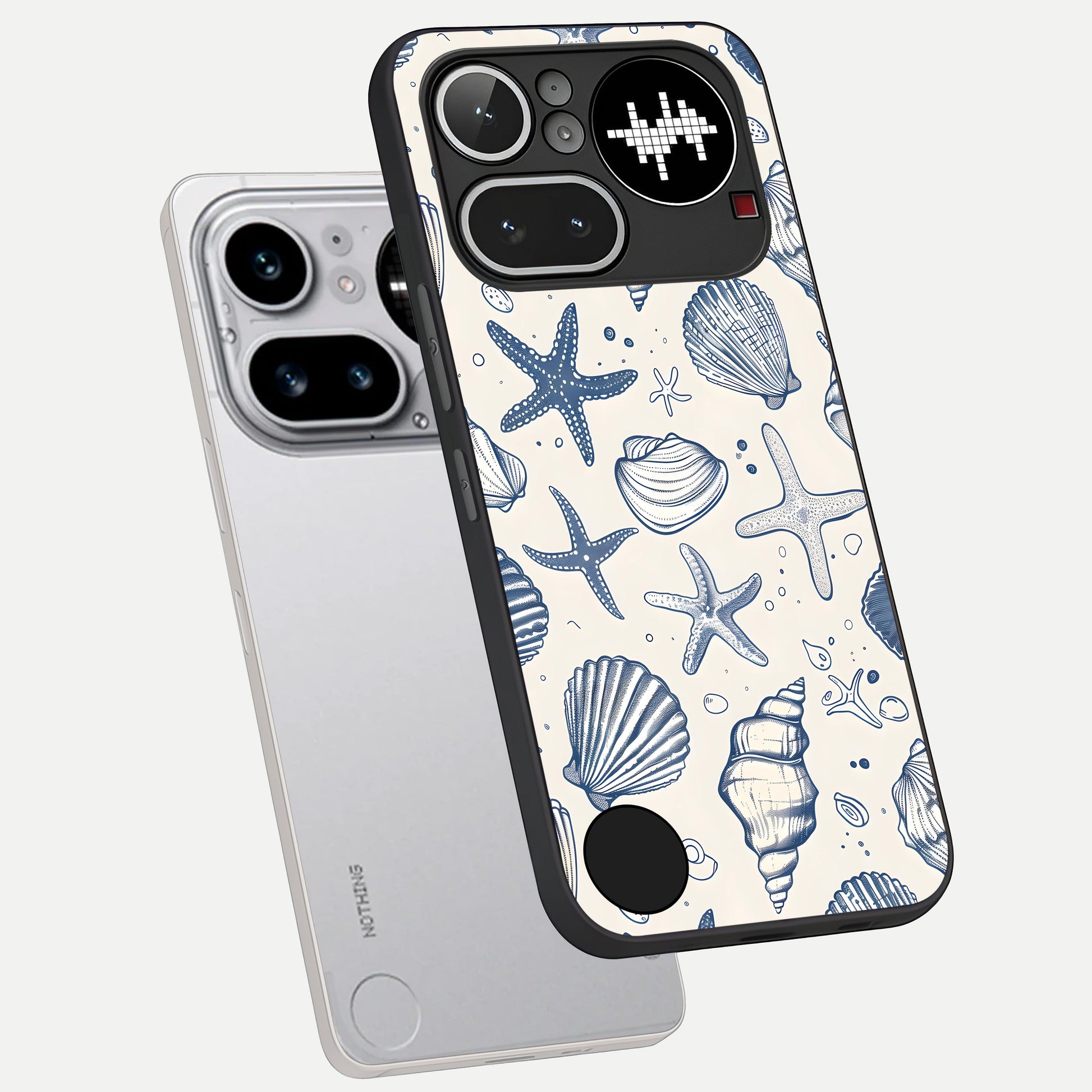  Blue Ocean Outline phone case For Nothing Phone 4A Pro showing premium glass back cover with detailed artwork