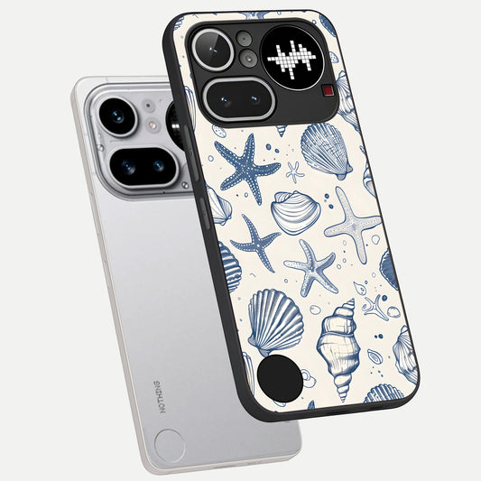  Blue Ocean Outline phone case For Nothing Phone 4A Pro showing premium glass back cover with detailed artwork