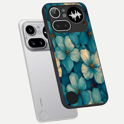  Blue Shade Floral phone case For Nothing Phone 4A Pro showing premium glass back cover with detailed artwork