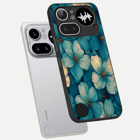  Blue Shade Floral phone case For Nothing Phone 4A Pro showing premium glass back cover with detailed artwork