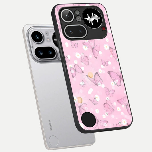  Blush Butterfly Garden phone case For Nothing Phone 4A Pro showing premium glass back cover with detailed artwork