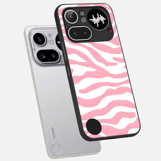  Blush Zebra Flow phone case For Nothing Phone 4A Pro showing premium glass back cover with detailed artwork