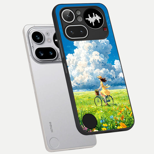  Breezy Meadow Ride phone case For Nothing Phone 4A Pro showing premium glass back cover with detailed artwork