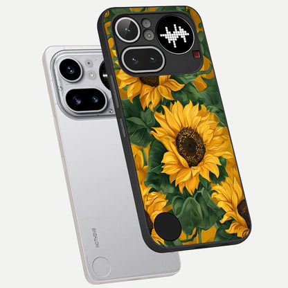  Bright Sunflower Bloom phone case For Nothing Phone 4A Pro showing premium glass back cover with detailed artwork
