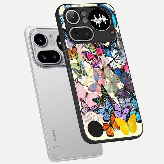  Butterflies Petal Dream phone case For Nothing Phone 4A Pro showing premium glass back cover with detailed artwork