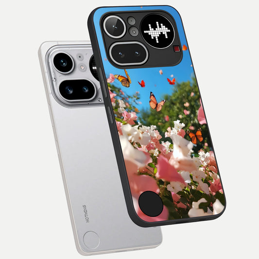  Butterflies In Bloom Sky phone case For Nothing Phone 4A Pro showing premium glass back cover with detailed artwork