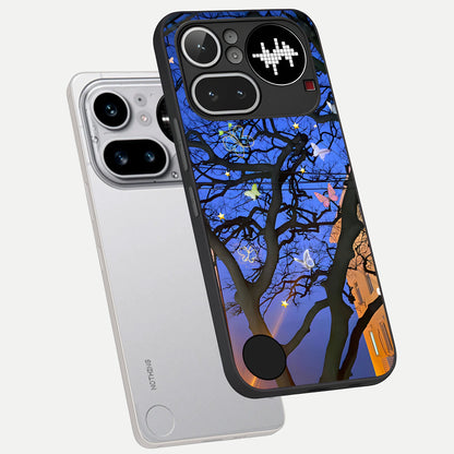  Butterfly Night Magic phone case For Nothing Phone 4A Pro showing premium glass back cover with detailed artwork