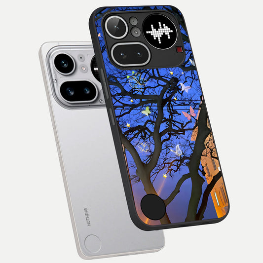  Butterfly Night Magic phone case For Nothing Phone 4A Pro showing premium glass back cover with detailed artwork