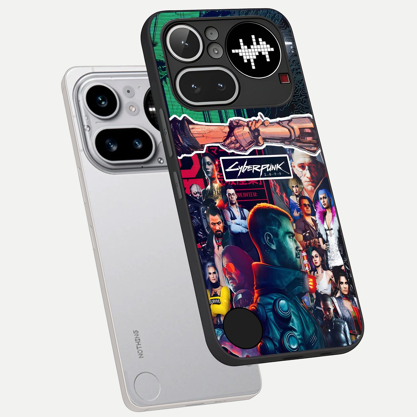 CYBERPUNK Legacy phone case For Nothing Phone 4A Pro showing premium glass back cover with detailed artwork