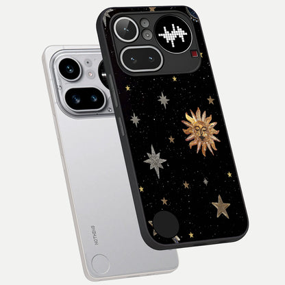  Celestial Moon With Stars phone case For Nothing Phone 4A Pro showing premium glass back cover with detailed artwork