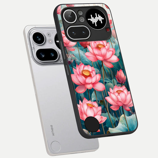  Celestial Pink Lotus phone case For Nothing Phone 4A Pro showing premium glass back cover with detailed artwork