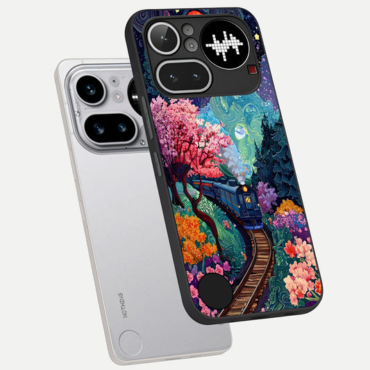  Celestial Train Journey phone case For Nothing Phone 4A Pro showing premium glass back cover with detailed artwork