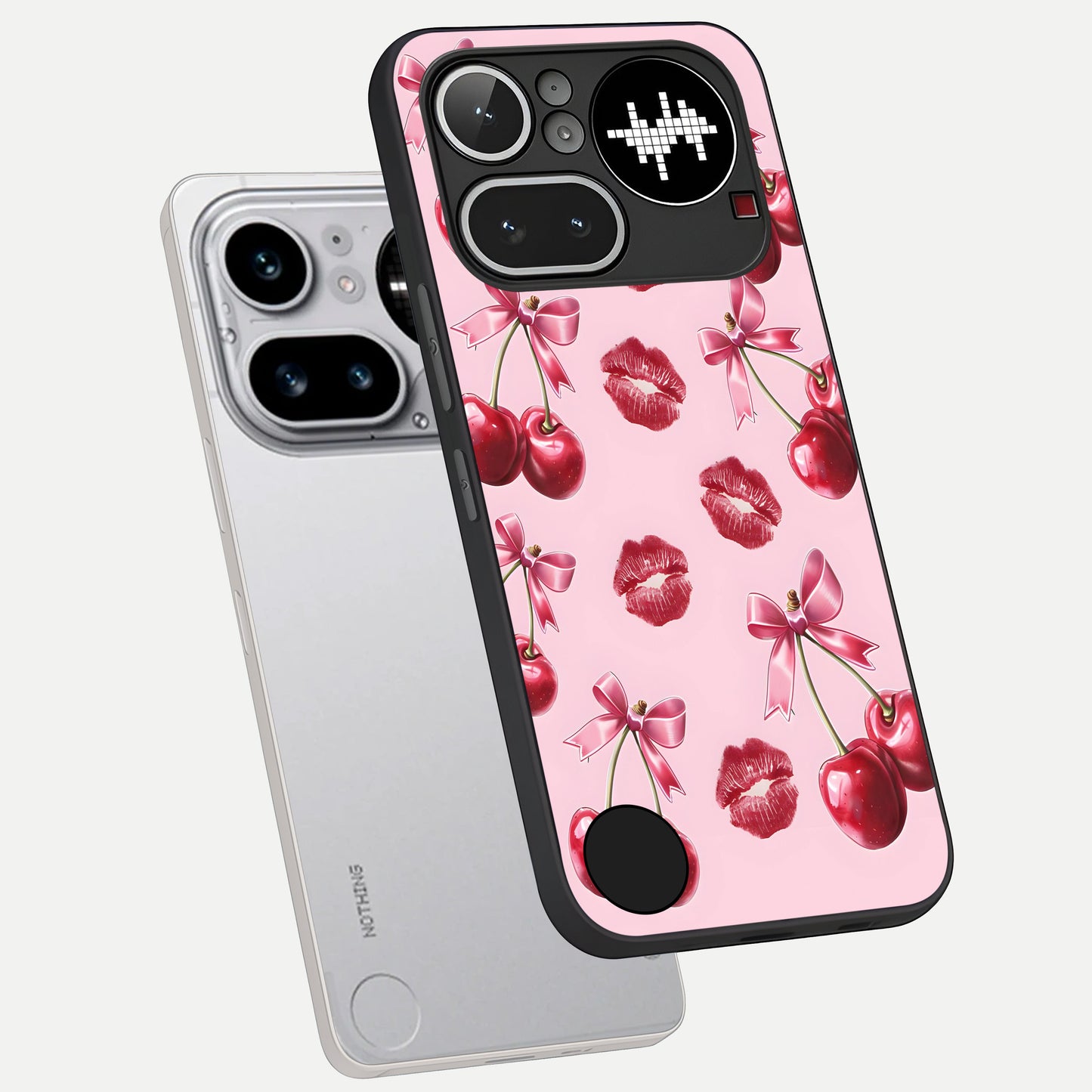  Cherry With Lips phone case For Nothing Phone 4A Pro showing premium glass back cover with detailed artwork