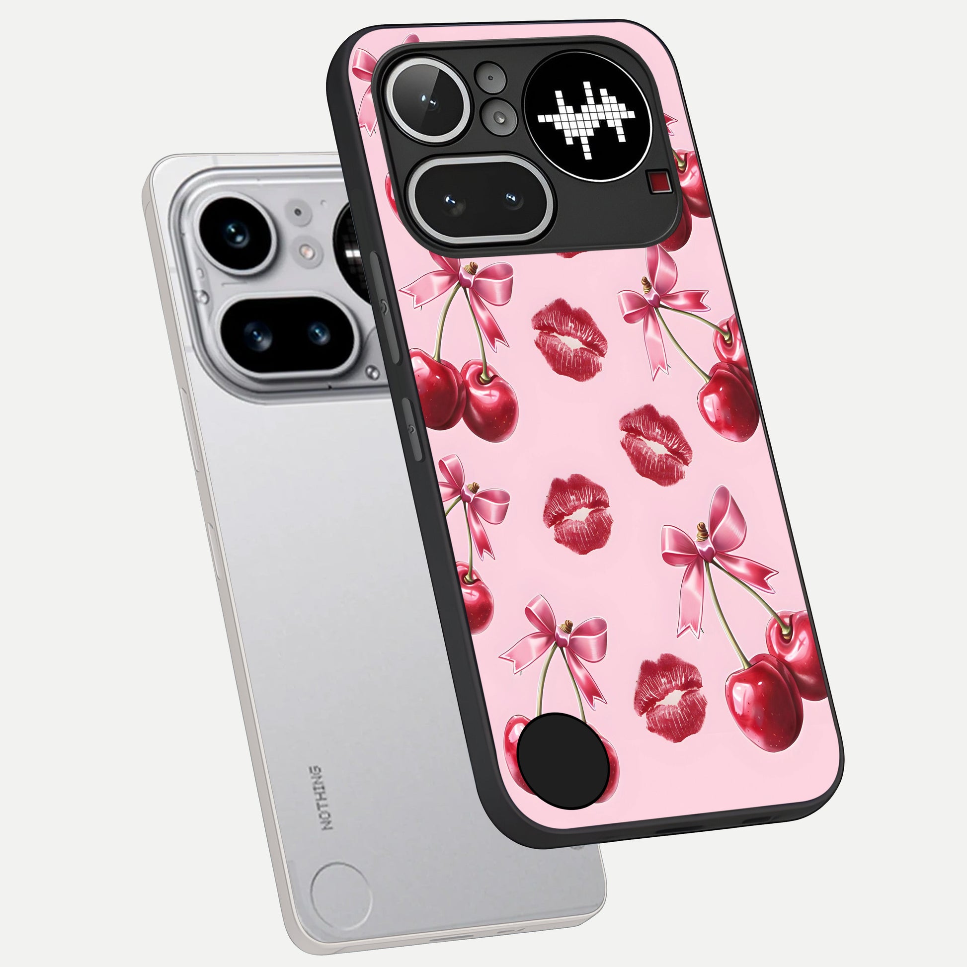  Cherry With Lips phone case For Nothing Phone 4A Pro showing premium glass back cover with detailed artwork