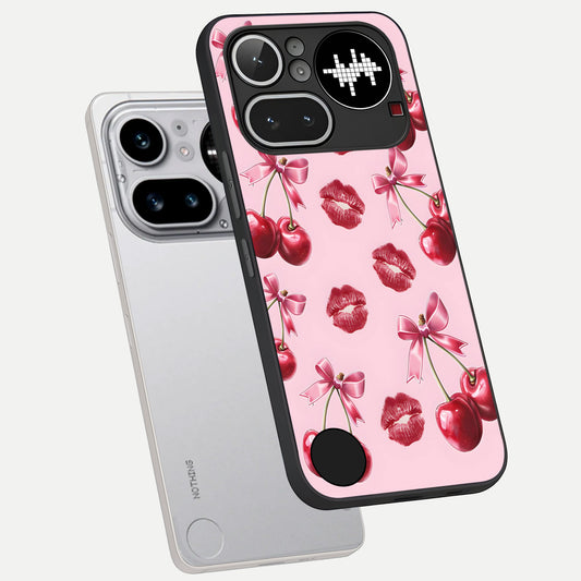  Cherry With Lips phone case For Nothing Phone 4A Pro showing premium glass back cover with detailed artwork