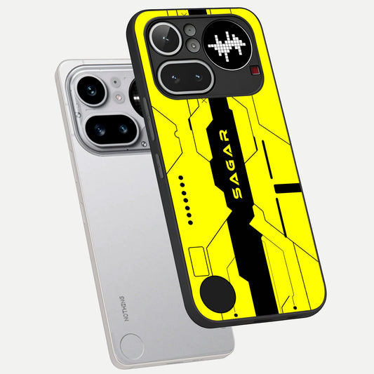  Circuit CYBERPUNK Custom Name phone case For Nothing Phone 4A Pro showing premium glass back cover with detailed artwork