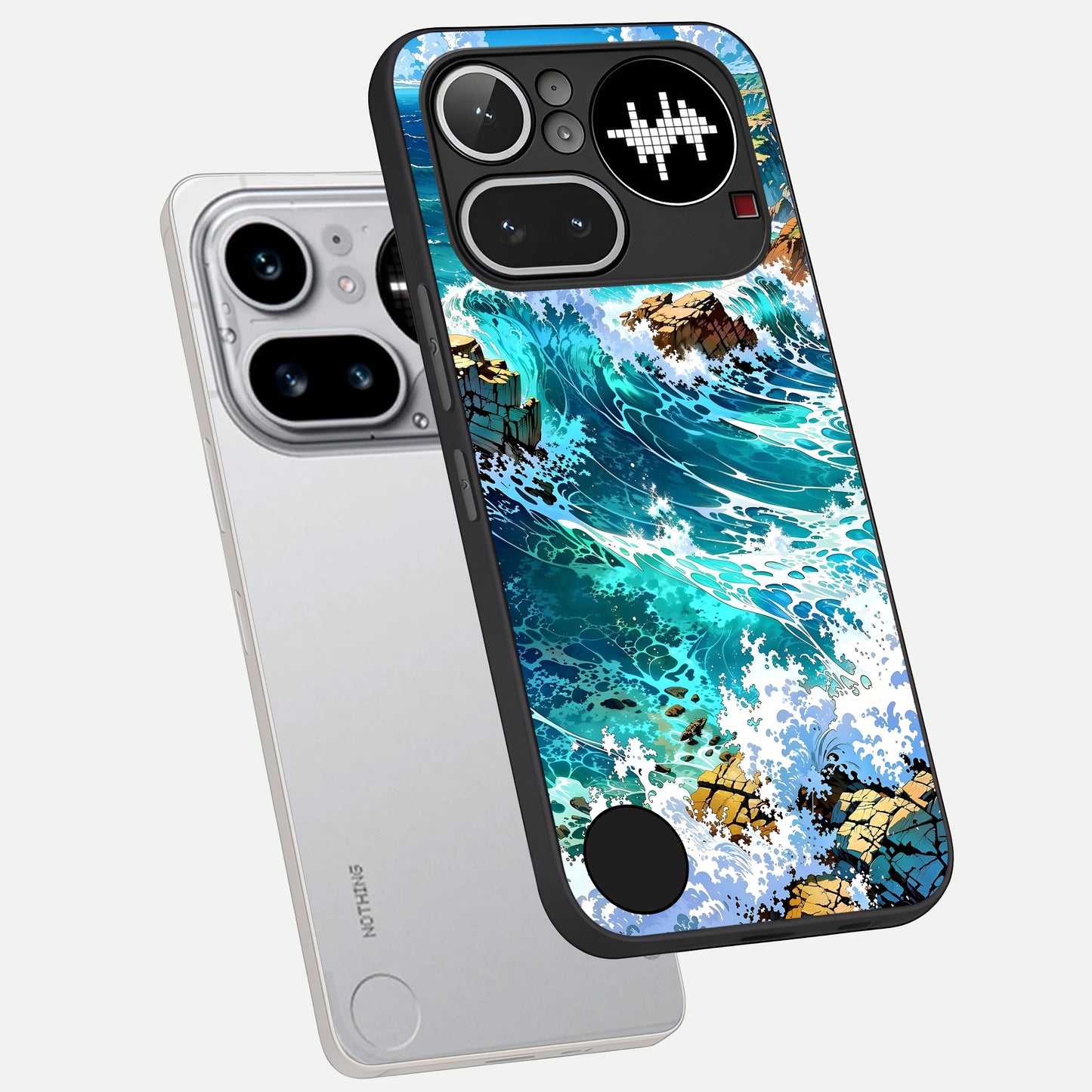  Coastal Blue Waves phone case For Nothing Phone 4A Pro showing premium glass back cover with detailed artwork