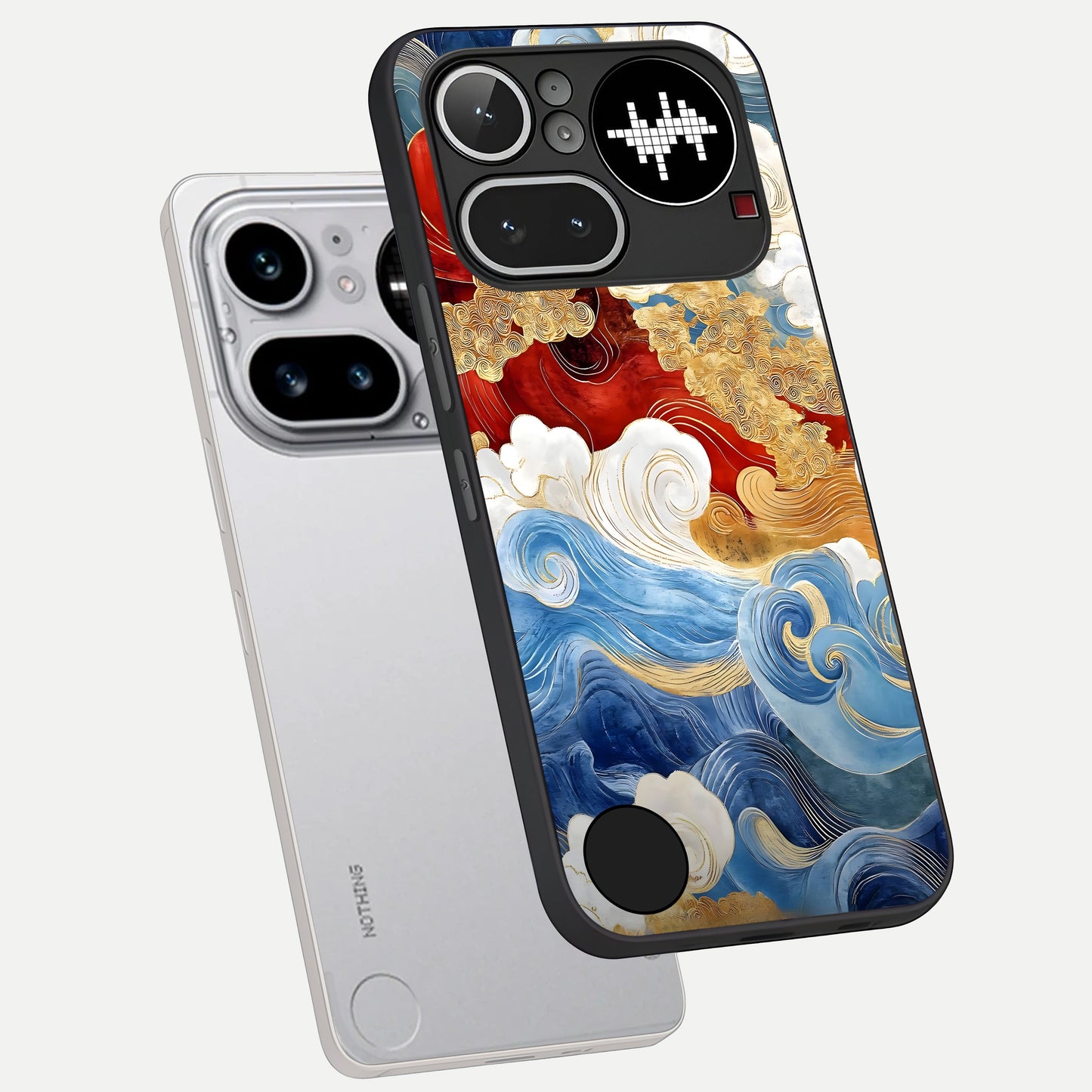  Colored Waves phone case For Nothing Phone 4A Pro showing premium glass back cover with detailed artwork