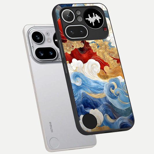  Colored Waves phone case For Nothing Phone 4A Pro showing premium glass back cover with detailed artwork