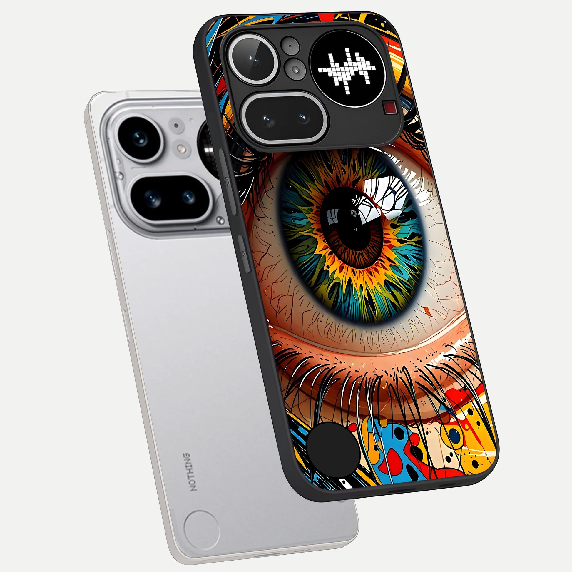  Colorful Eye phone case For Nothing Phone 4A Pro showing premium glass back cover with detailed artwork