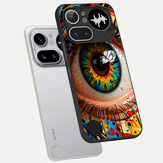  Colorful Eye phone case For Nothing Phone 4A Pro showing premium glass back cover with detailed artwork
