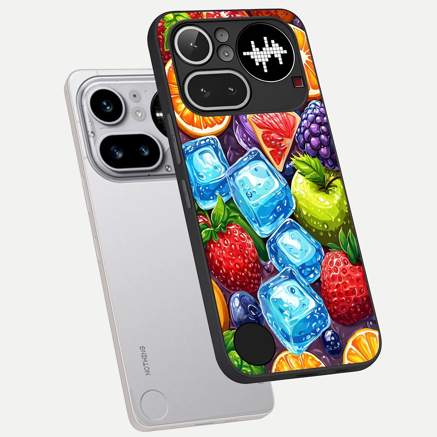  Colorful Fruits with Ice phone case For Nothing Phone 4A Pro showing premium glass back cover with detailed artwork