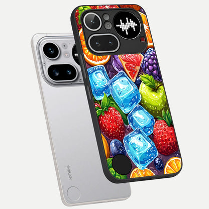  Colorful Fruits with Ice phone case For Nothing Phone 4A Pro showing premium glass back cover with detailed artwork