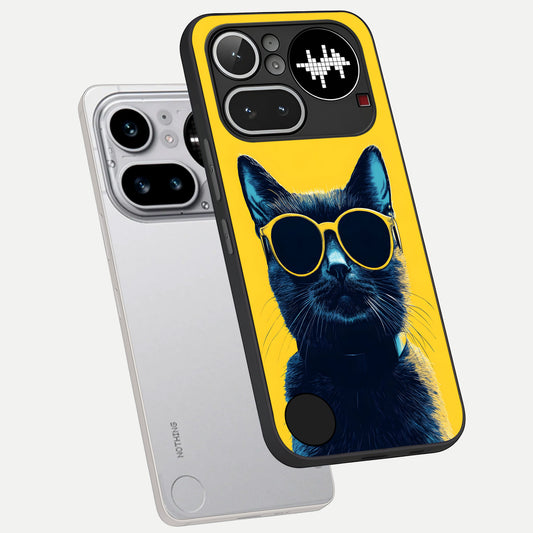  Cool Cat Vibes phone case For Nothing Phone 4A Pro showing premium glass back cover with detailed artwork